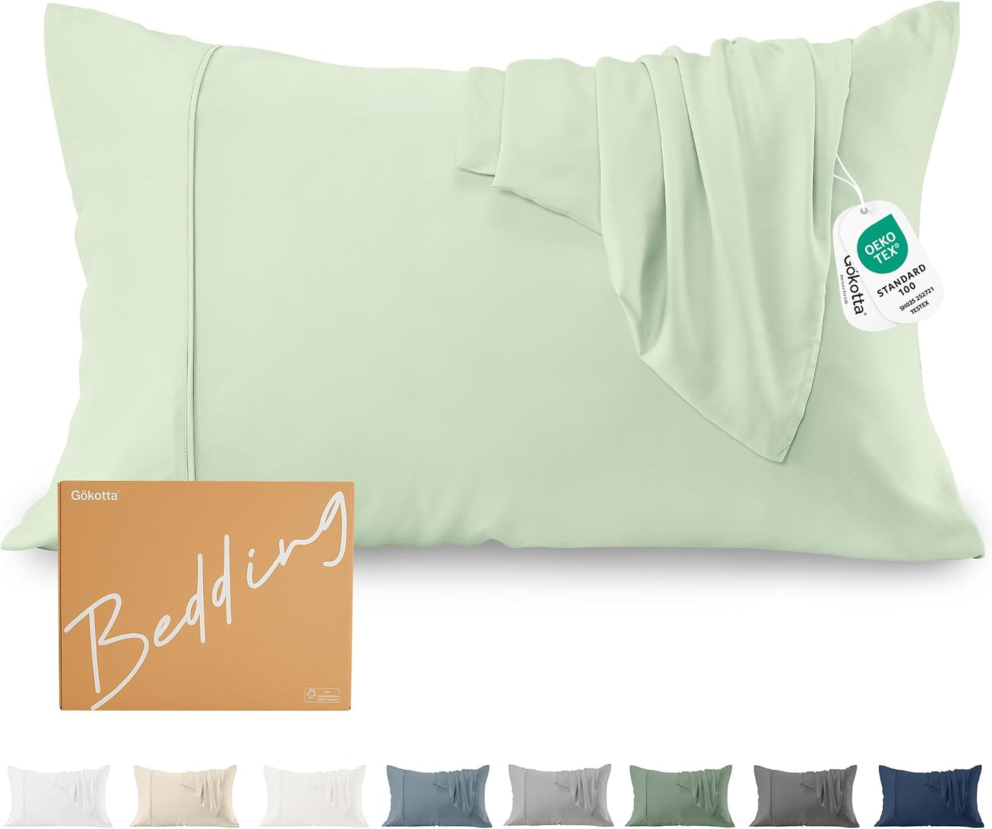 Pillow Cases Queen Size Set of 2, Cooling Pillowcases for Hot Sleepers, 100% Rayon Derived from Bamboo Envelope Soft Pillowcases (Lightbeige)