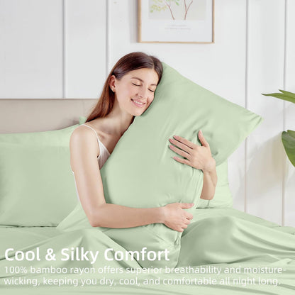 Pillow Cases Queen Size Set of 2, Cooling Pillowcases for Hot Sleepers, 100% Rayon Derived from Bamboo Envelope Soft Pillowcases (Lightbeige)