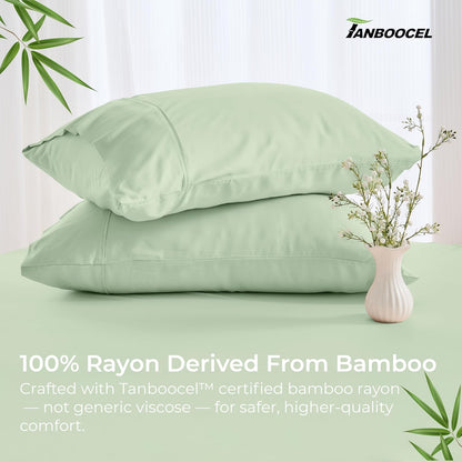 Pillow Cases Queen Size Set of 2, Cooling Pillowcases for Hot Sleepers, 100% Rayon Derived from Bamboo Envelope Soft Pillowcases (Lightbeige)