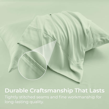 Pillow Cases Queen Size Set of 2, Cooling Pillowcases for Hot Sleepers, 100% Rayon Derived from Bamboo Envelope Soft Pillowcases (Lightbeige)