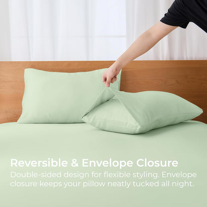 Pillow Cases Queen Size Set of 2, Cooling Pillowcases for Hot Sleepers, 100% Rayon Derived from Bamboo Envelope Soft Pillowcases (Lightbeige)