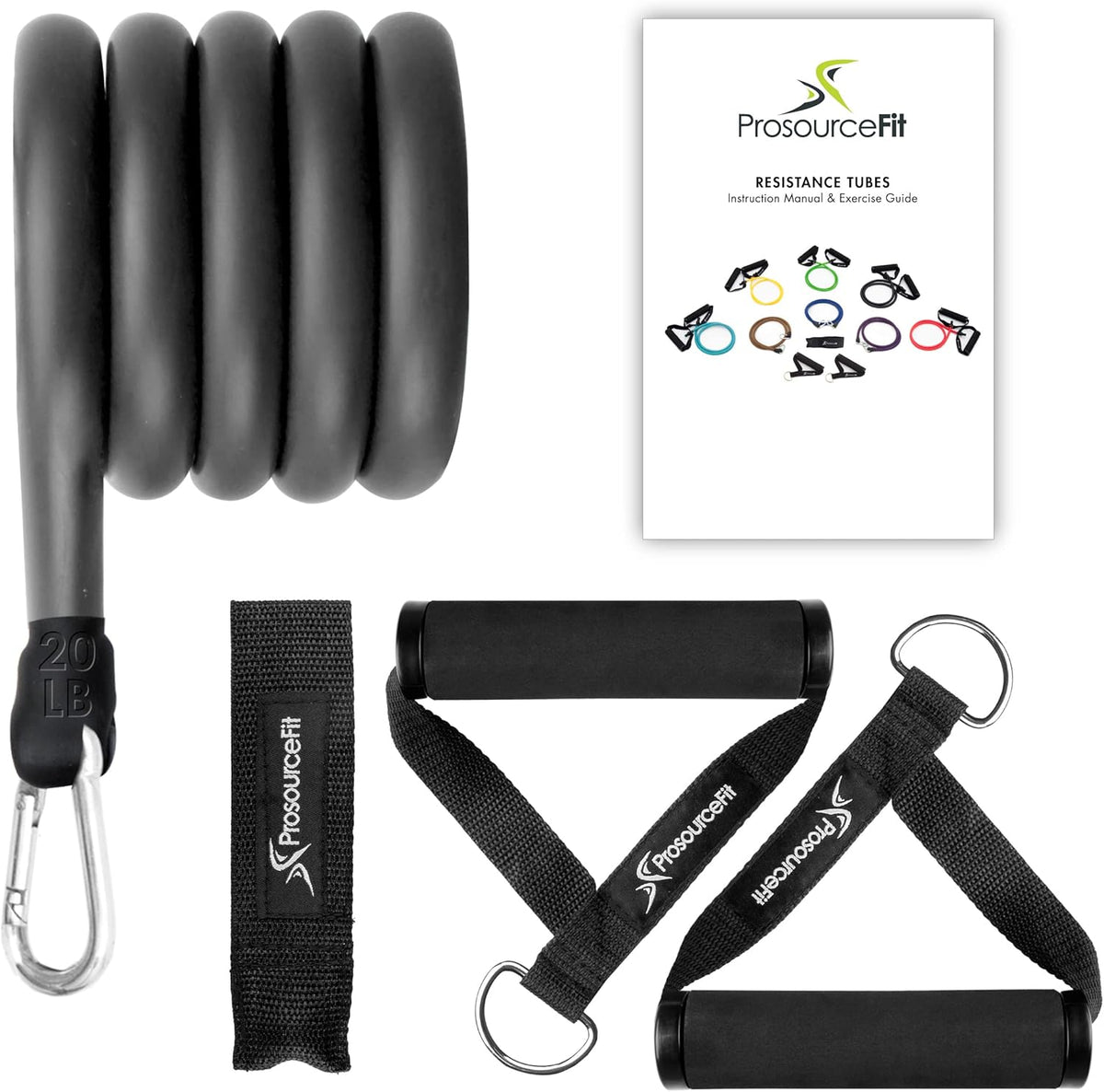 Single Stackable Resistance Bands with Door Anchor and Exercise Guide, 8-12 LB, Heavy Duty Fitness Tube for Full-Body Exercises and Home Workouts