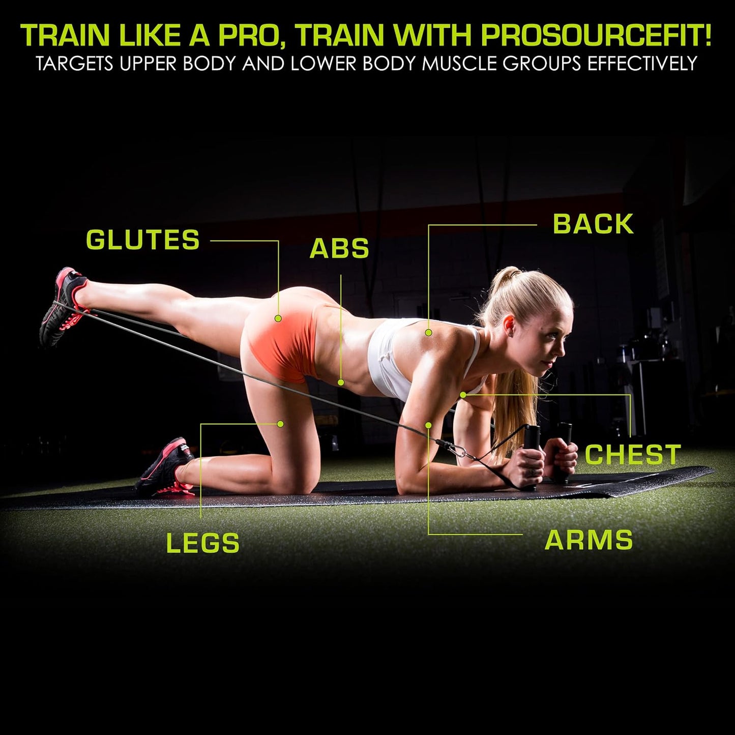 Single Stackable Resistance Bands with Door Anchor and Exercise Guide, 8-12 LB, Heavy Duty Fitness Tube for Full-Body Exercises and Home Workouts
