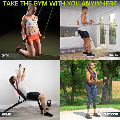 Single Stackable Resistance Bands with Door Anchor and Exercise Guide, 8-12 LB, Heavy Duty Fitness Tube for Full-Body Exercises and Home Workouts