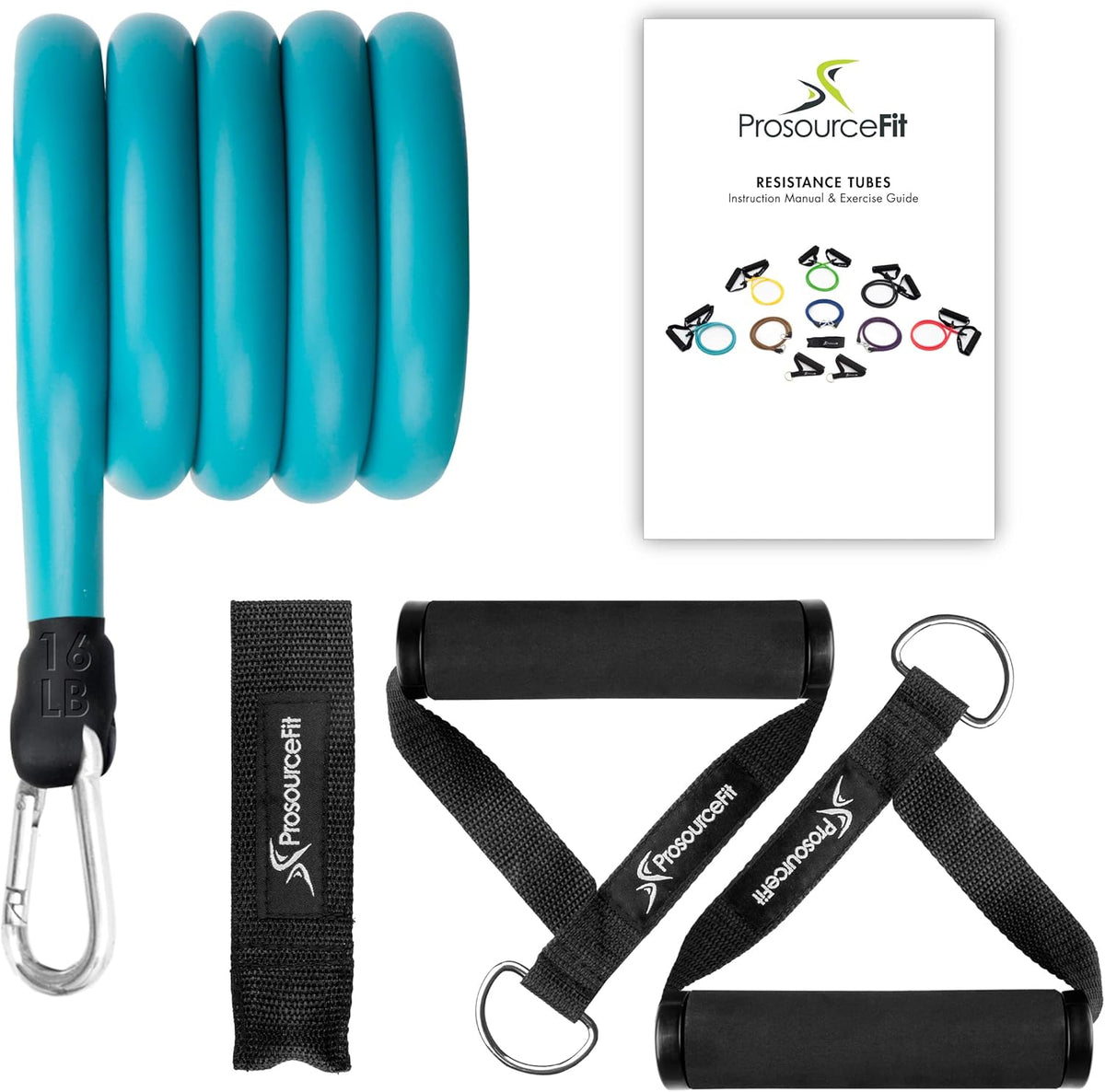Single Stackable Resistance Bands with Door Anchor and Exercise Guide, 8-12 LB, Heavy Duty Fitness Tube for Full-Body Exercises and Home Workouts