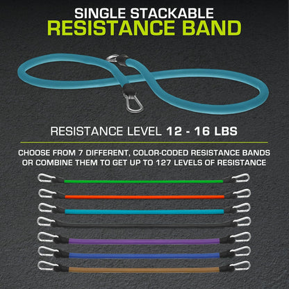 Single Stackable Resistance Bands with Door Anchor and Exercise Guide, 8-12 LB, Heavy Duty Fitness Tube for Full-Body Exercises and Home Workouts