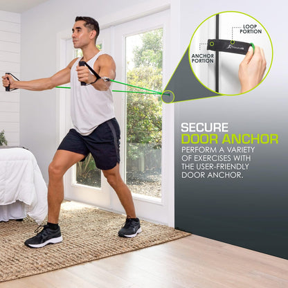 Single Stackable Resistance Bands with Door Anchor and Exercise Guide, 8-12 LB, Heavy Duty Fitness Tube for Full-Body Exercises and Home Workouts