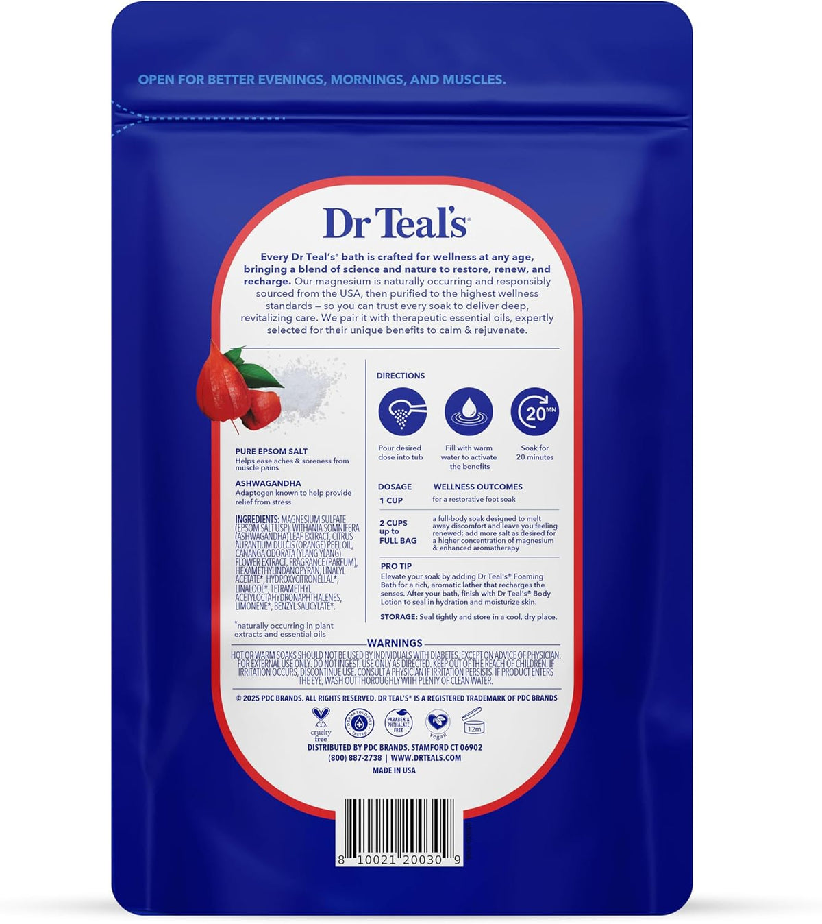 Epsom Salt Magnesium Soak, Ashwagandha & Essential Oils, 3 lbs (Pack of 4)
