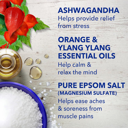 Epsom Salt Magnesium Soak, Ashwagandha & Essential Oils, 3 lbs (Pack of 4)