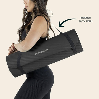 Solana Yoga Mat Thick 1/2in Non-Slip Workout Mat with Nylon Strap - 72x24in Exercise Mat for Pilates, Stretching & Fitness - BPA Free, Easy Clean