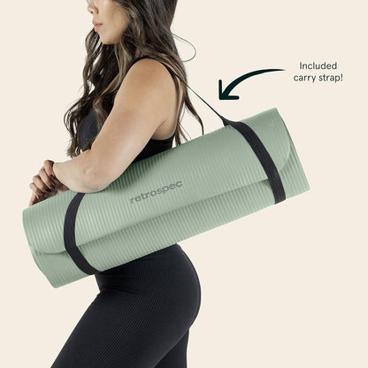Solana Yoga Mat Thick 1/2in Non-Slip Workout Mat with Nylon Strap - 72x24in Exercise Mat for Pilates, Stretching & Fitness - BPA Free, Easy Clean