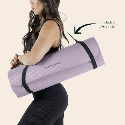 Solana Yoga Mat Thick 1/2in Non-Slip Workout Mat with Nylon Strap - 72x24in Exercise Mat for Pilates, Stretching & Fitness - BPA Free, Easy Clean