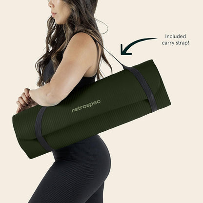 Solana Yoga Mat Thick 1/2in Non-Slip Workout Mat with Nylon Strap - 72x24in Exercise Mat for Pilates, Stretching & Fitness - BPA Free, Easy Clean
