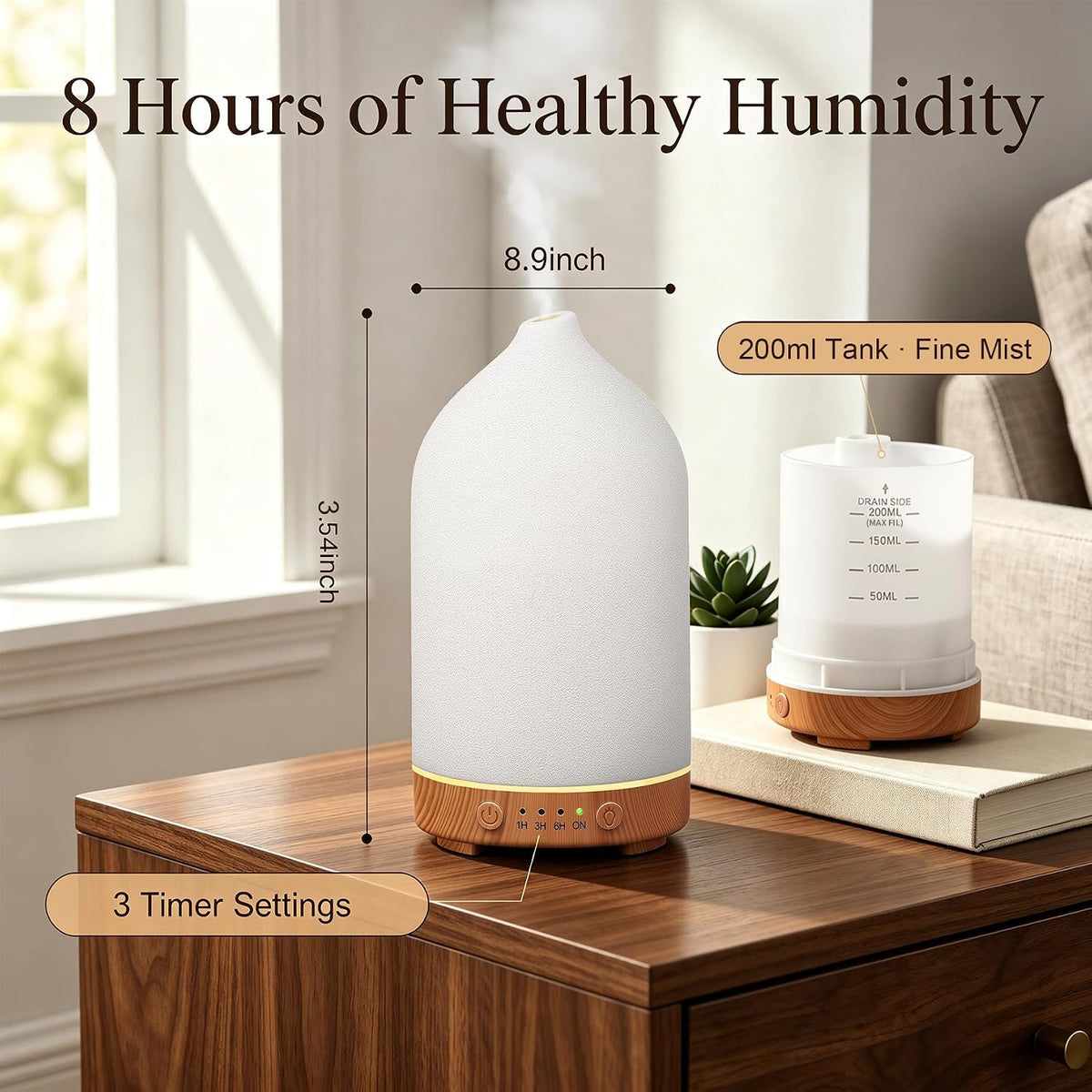 200ML Ceramic Essential Oil Diffuser for Home, Stone Diffuser