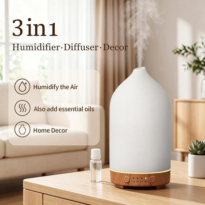200ML Ceramic Essential Oil Diffuser for Home, Stone Diffuser