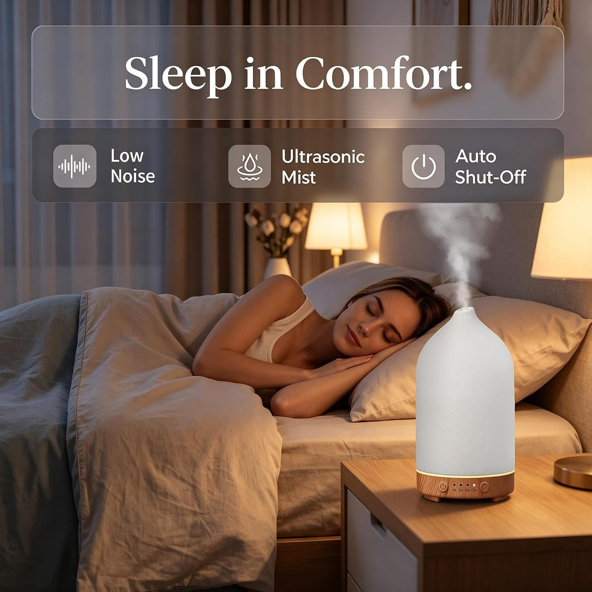 200ML Ceramic Essential Oil Diffuser for Home, Stone Diffuser