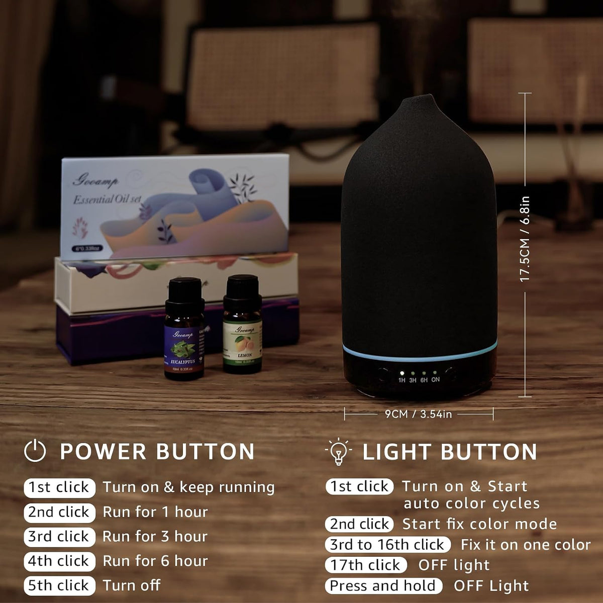 200ML Ceramic Essential Oil Diffuser for Home, Stone Diffuser