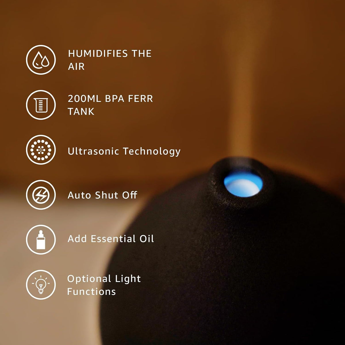 200ML Ceramic Essential Oil Diffuser for Home, Stone Diffuser