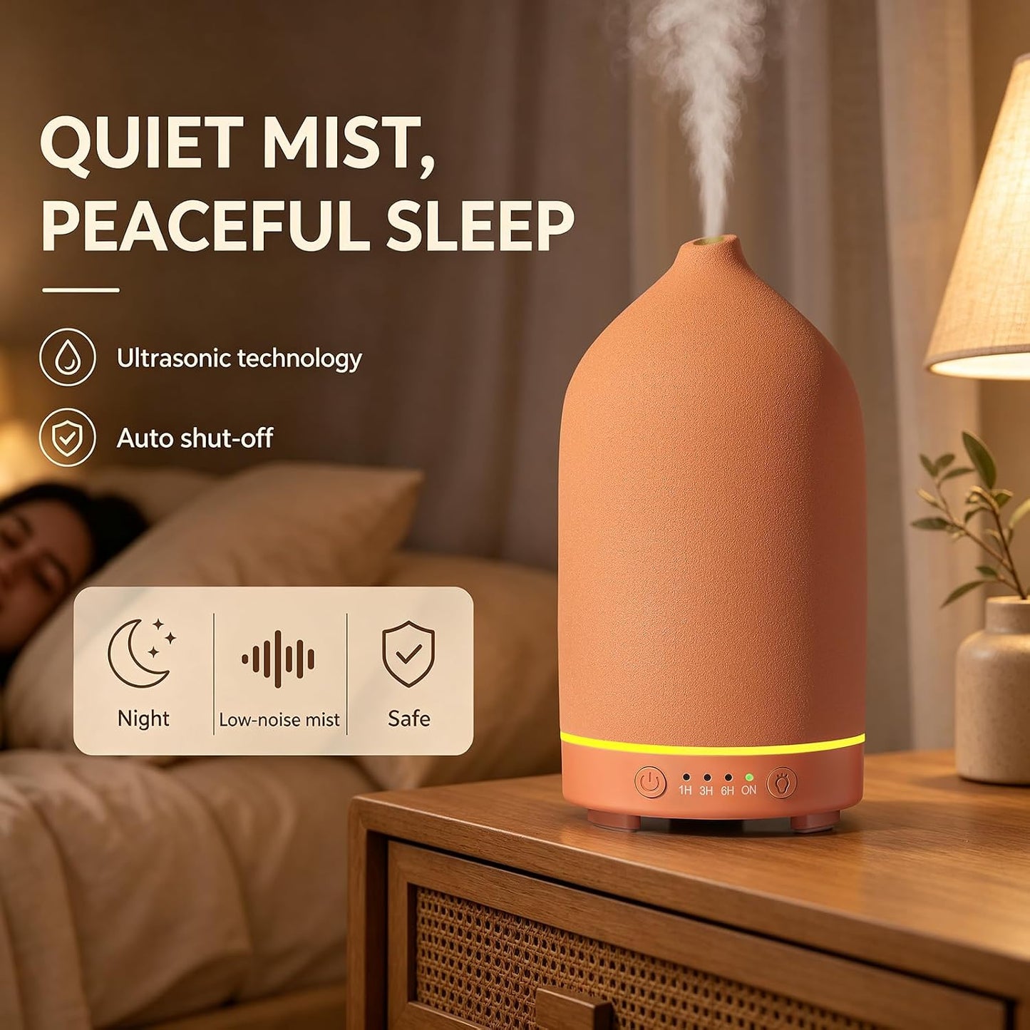 200ML Ceramic Essential Oil Diffuser for Home, Stone Diffuser