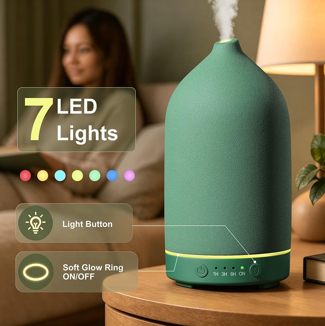 200ML Ceramic Essential Oil Diffuser for Home, Stone Diffuser