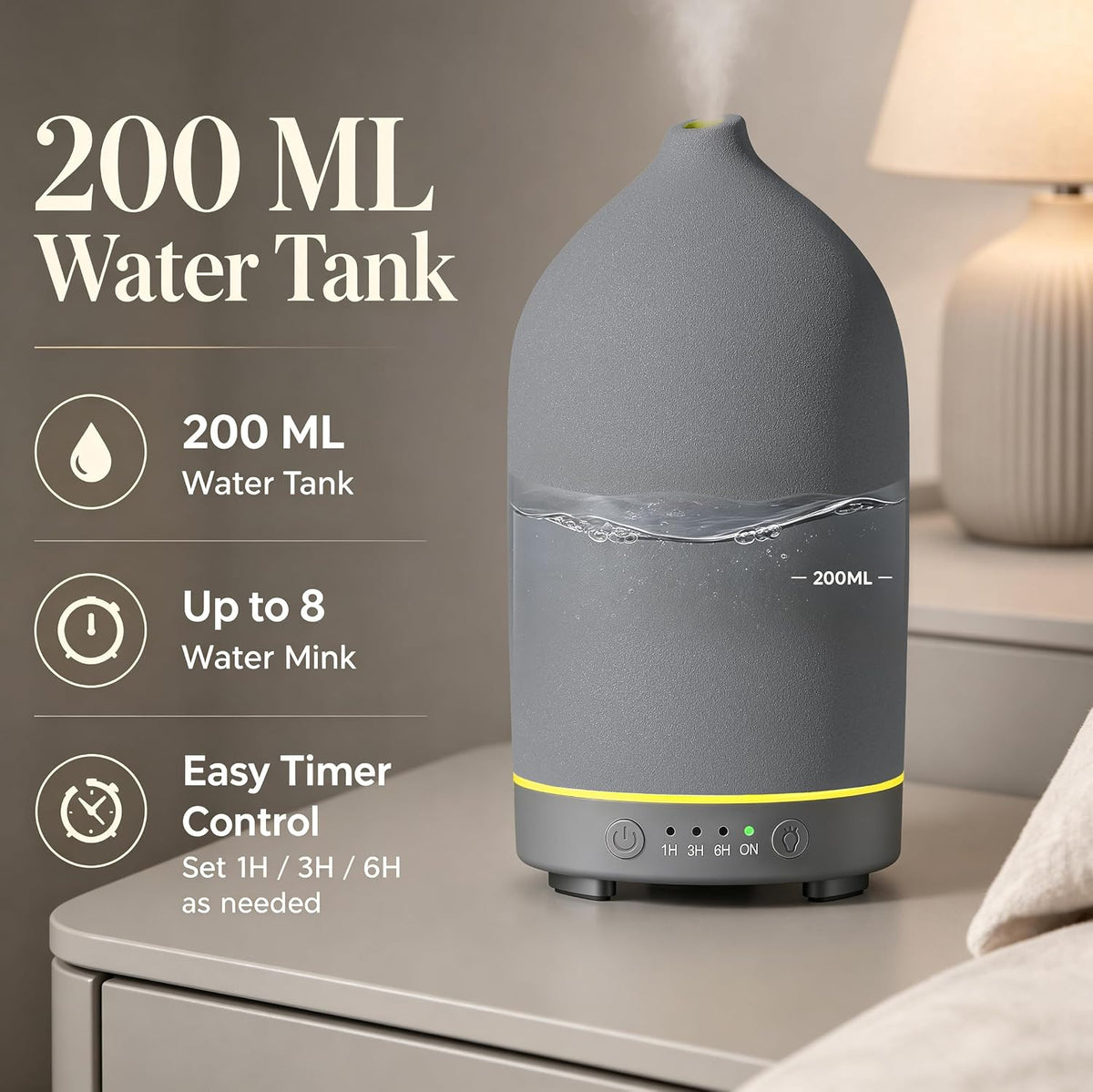 200ML Ceramic Essential Oil Diffuser for Home, Stone Diffuser