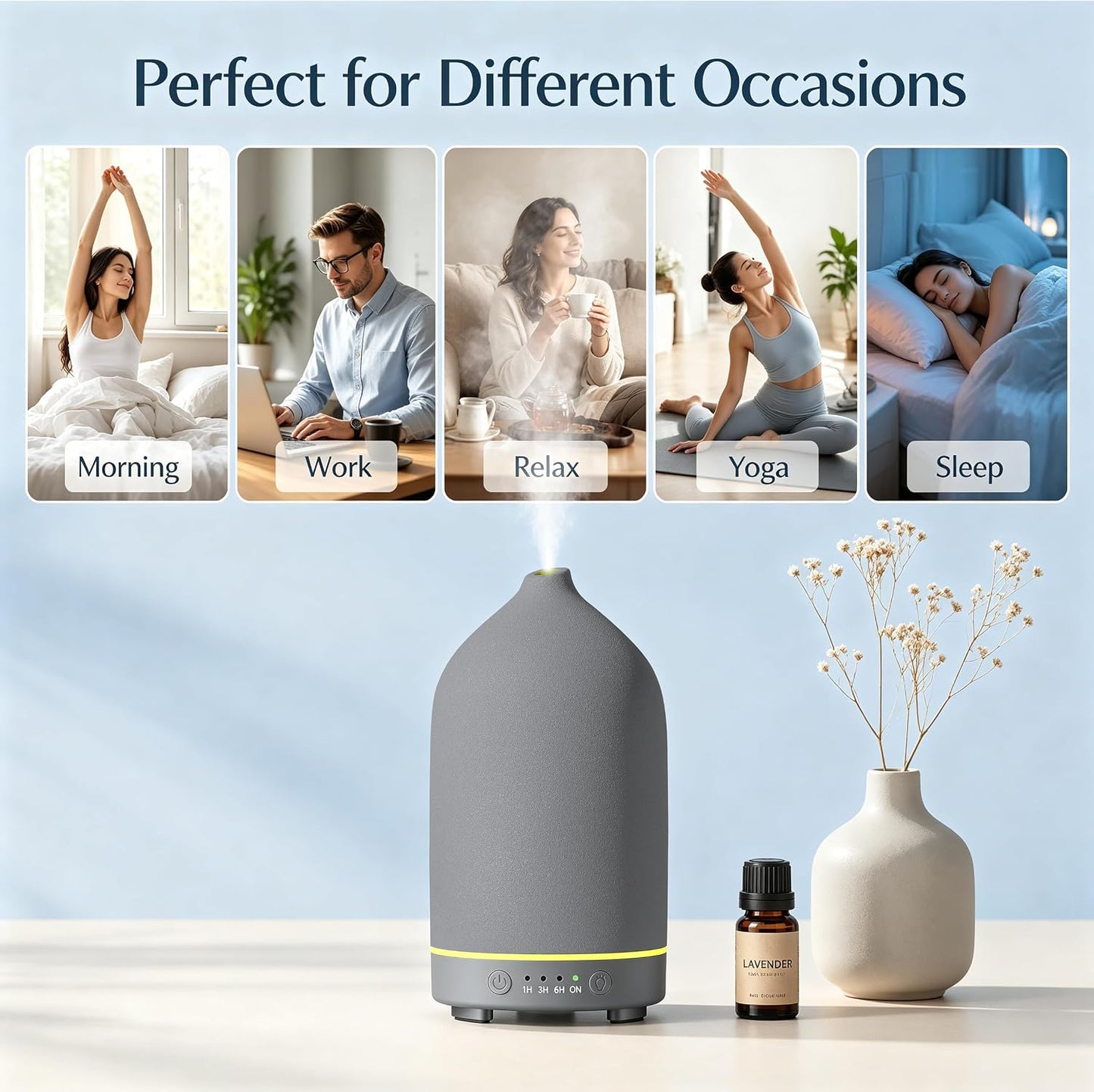 200ML Ceramic Essential Oil Diffuser for Home, Stone Diffuser