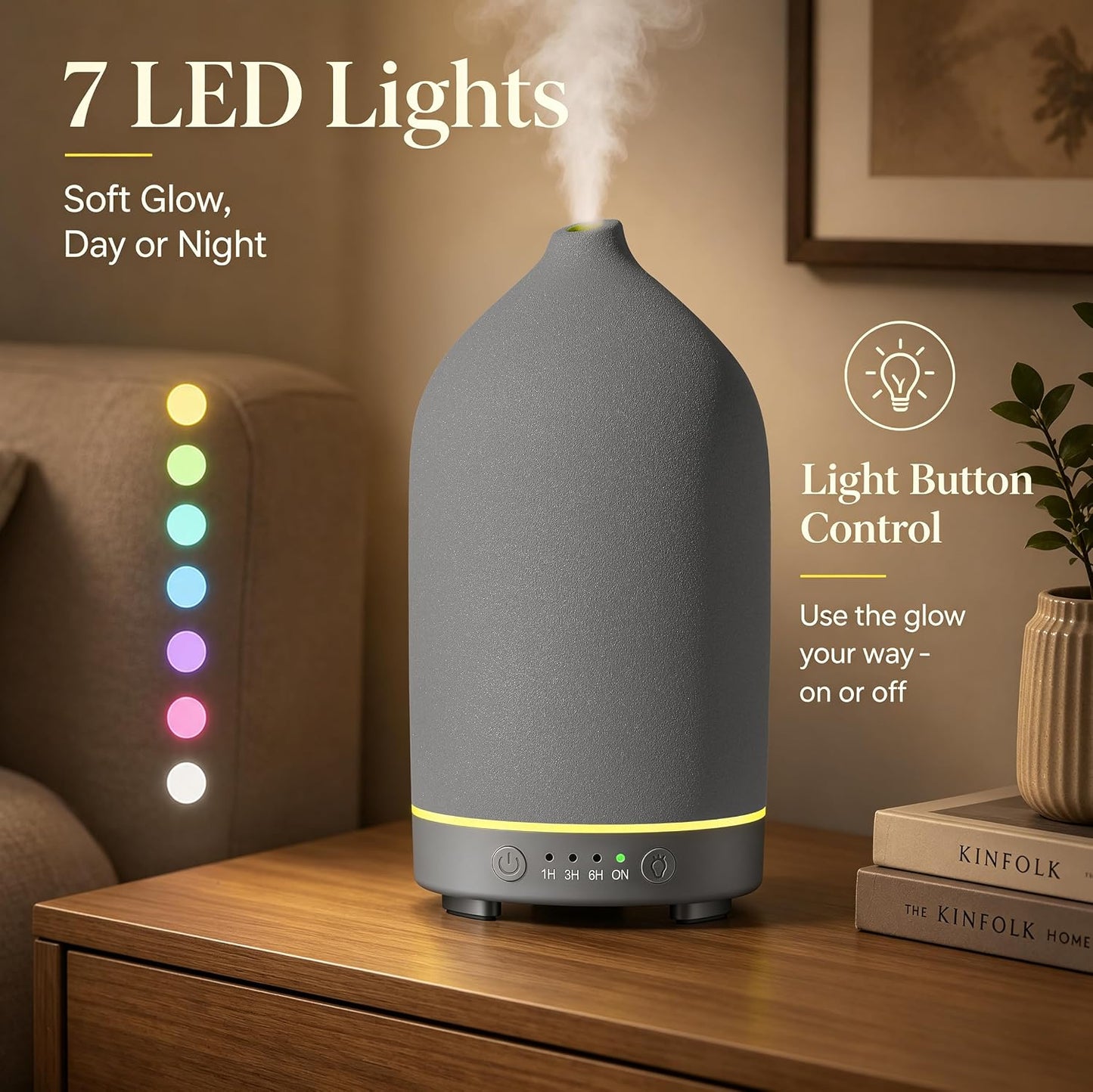 200ML Ceramic Essential Oil Diffuser for Home, Stone Diffuser