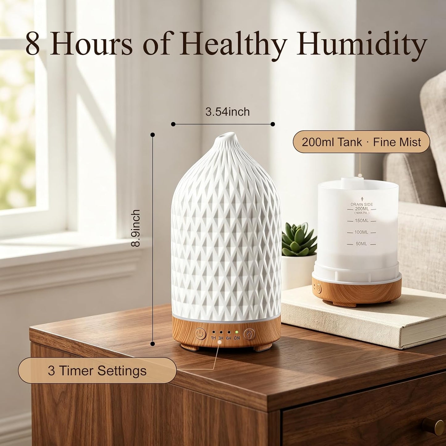 200ML Ceramic Essential Oil Diffuser for Home, Stone Diffuser