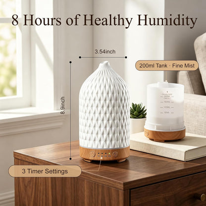 200ML Ceramic Essential Oil Diffuser for Home, Stone Diffuser