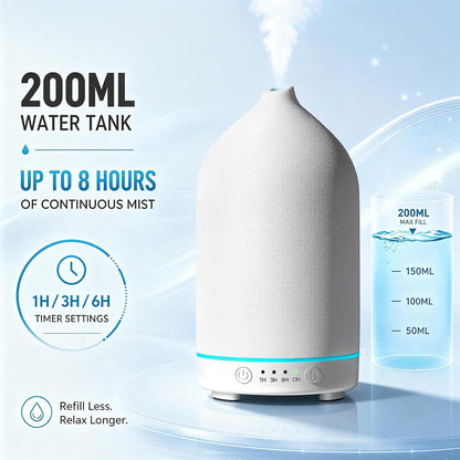200ML Ceramic Essential Oil Diffuser for Home, Stone Diffuser