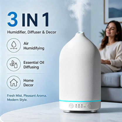 200ML Ceramic Essential Oil Diffuser for Home, Stone Diffuser