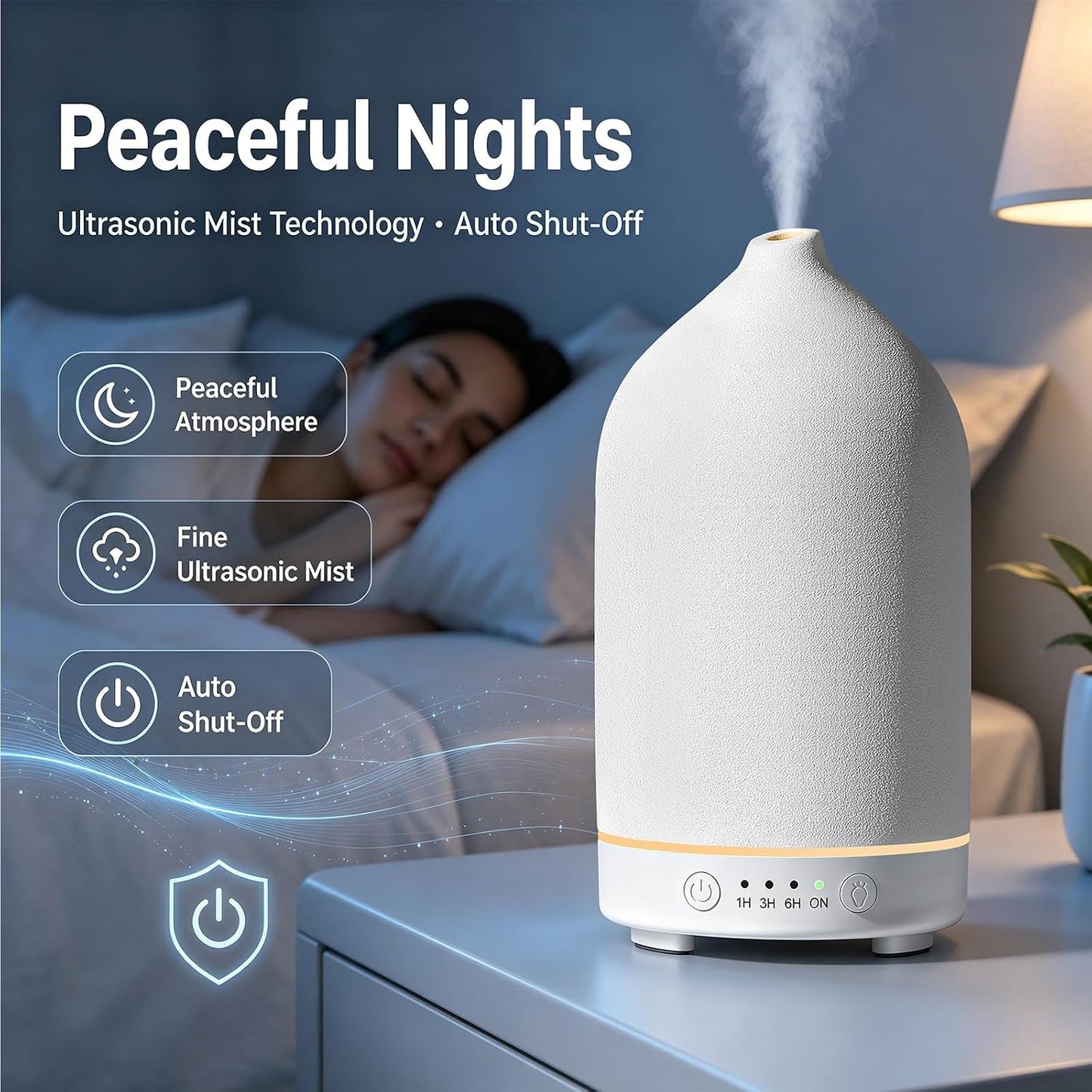 200ML Ceramic Essential Oil Diffuser for Home, Stone Diffuser