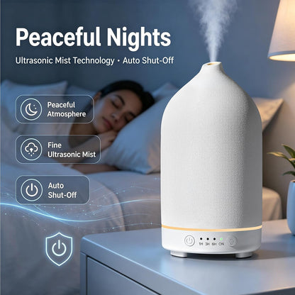 200ML Ceramic Essential Oil Diffuser for Home, Stone Diffuser