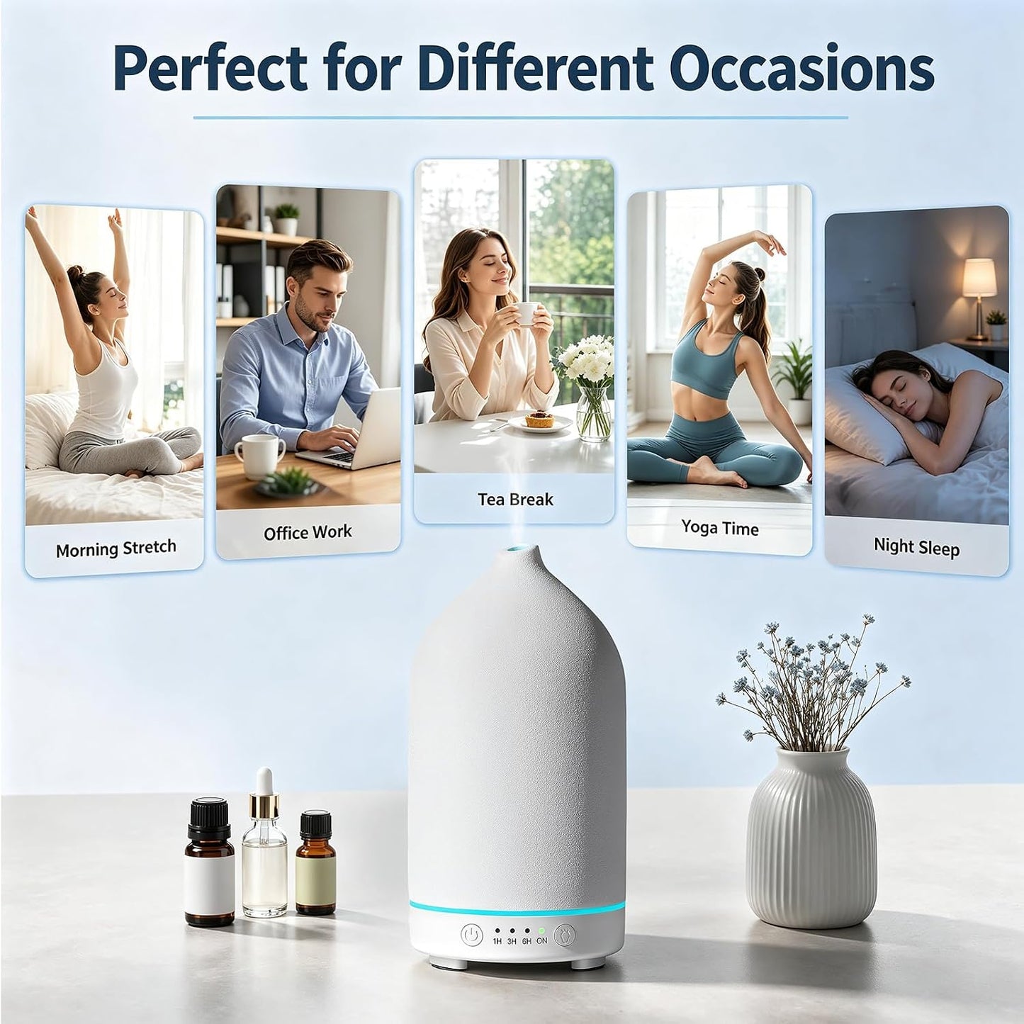 200ML Ceramic Essential Oil Diffuser for Home, Stone Diffuser