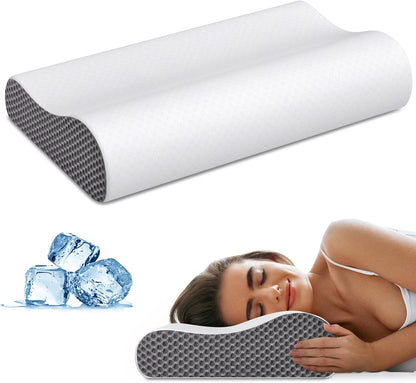 Cervical Pillow for Neck Pain Relief, Contour Memory Foam Pillows for Sleeping, Ergonomic Pillow Cooling Pillow Bed Pillow Neck Support for Side Back Stomach Sleepers (Blue)