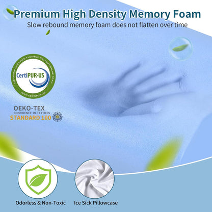 Cervical Pillow for Neck Pain Relief, Contour Memory Foam Pillows for Sleeping, Ergonomic Pillow Cooling Pillow Bed Pillow Neck Support for Side Back Stomach Sleepers (Blue)