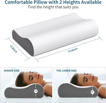 Cervical Pillow for Neck Pain Relief, Contour Memory Foam Pillows for Sleeping, Ergonomic Pillow Cooling Pillow Bed Pillow Neck Support for Side Back Stomach Sleepers (Blue)