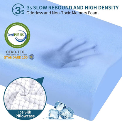 Cervical Pillow for Neck Pain Relief, Contour Memory Foam Pillows for Sleeping, Ergonomic Pillow Cooling Pillow Bed Pillow Neck Support for Side Back Stomach Sleepers (Blue)
