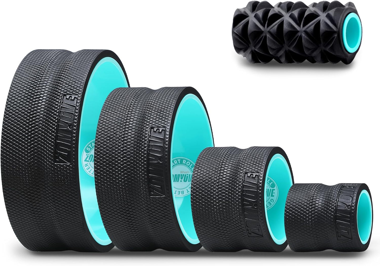 3 Pack Back Roller- Yoga Wheel for Back Pain Reliefn & Stretching, Back Wheel for Deep Tissue Massage, Foam Roller for Physical Therapy & Exercise | Blue
