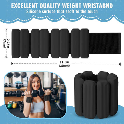 Wrist Weights, 2Pack Adjustable Wearable Wrist Ankle Weights for Women/Men, Silicone Wrist Bangles for Walking, Yoga, Pilates, and Gym, Arm & Leg Workout, 2lb