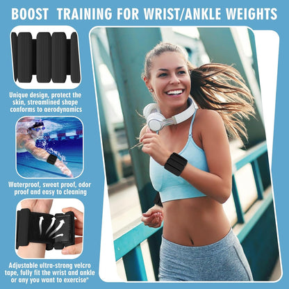 Wrist Weights, 2Pack Adjustable Wearable Wrist Ankle Weights for Women/Men, Silicone Wrist Bangles for Walking, Yoga, Pilates, and Gym, Arm & Leg Workout, 2lb