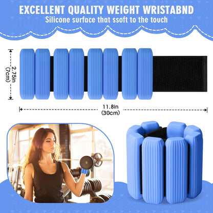 Wrist Weights, 2Pack Adjustable Wearable Wrist Ankle Weights for Women/Men, Silicone Wrist Bangles for Walking, Yoga, Pilates, and Gym, Arm & Leg Workout, 2lb