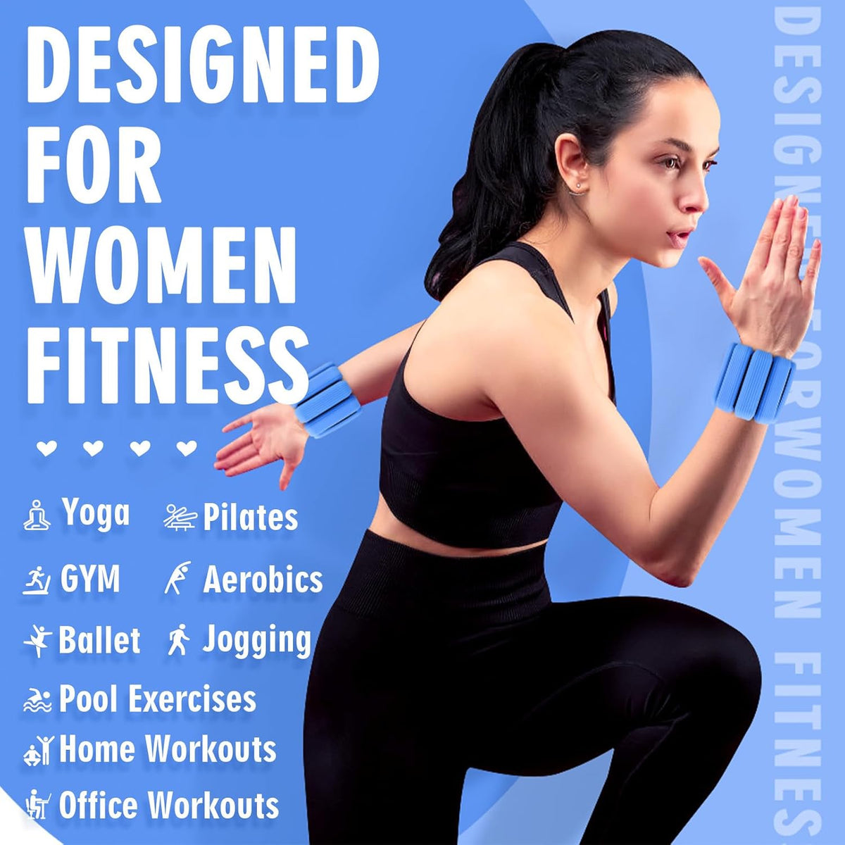 Wrist Weights, 2Pack Adjustable Wearable Wrist Ankle Weights for Women/Men, Silicone Wrist Bangles for Walking, Yoga, Pilates, and Gym, Arm & Leg Workout, 2lb