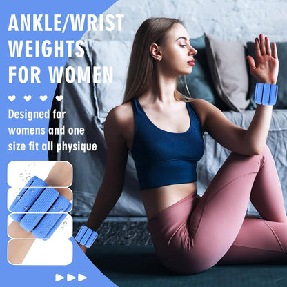 Wrist Weights, 2Pack Adjustable Wearable Wrist Ankle Weights for Women/Men, Silicone Wrist Bangles for Walking, Yoga, Pilates, and Gym, Arm & Leg Workout, 2lb