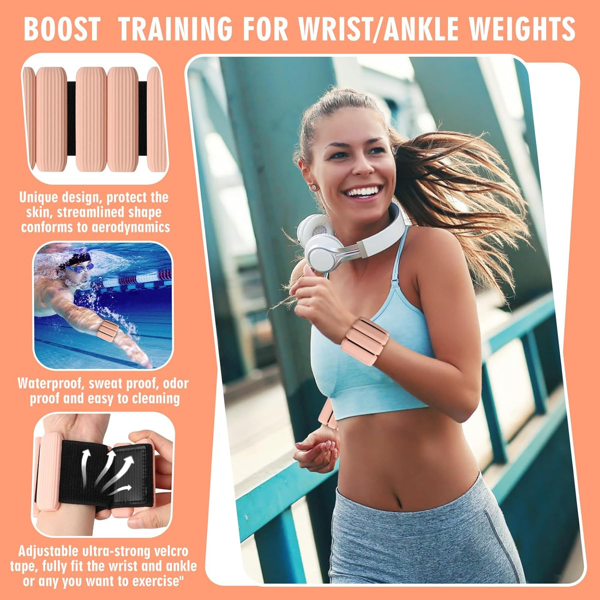 Wrist Weights, 2Pack Adjustable Wearable Wrist Ankle Weights for Women/Men, Silicone Wrist Bangles for Walking, Yoga, Pilates, and Gym, Arm & Leg Workout, 2lb