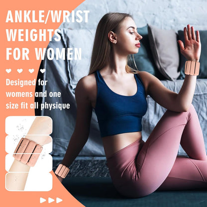 Wrist Weights, 2Pack Adjustable Wearable Wrist Ankle Weights for Women/Men, Silicone Wrist Bangles for Walking, Yoga, Pilates, and Gym, Arm & Leg Workout, 2lb