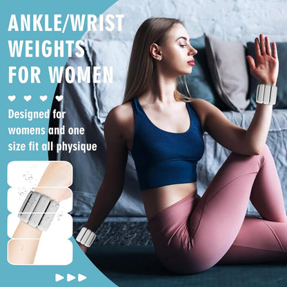 Wrist Weights, 2Pack Adjustable Wearable Wrist Ankle Weights for Women/Men, Silicone Wrist Bangles for Walking, Yoga, Pilates, and Gym, Arm & Leg Workout, 2lb
