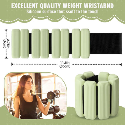 Wrist Weights, 2Pack Adjustable Wearable Wrist Ankle Weights for Women/Men, Silicone Wrist Bangles for Walking, Yoga, Pilates, and Gym, Arm & Leg Workout, 2lb