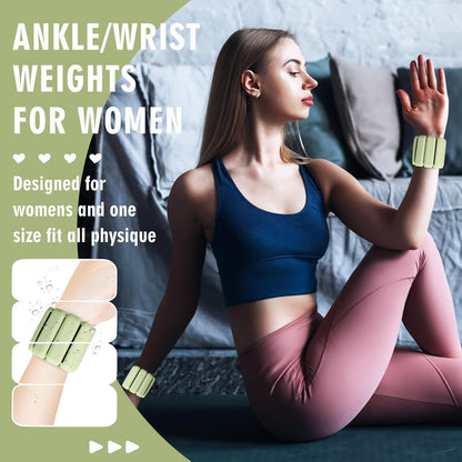 Wrist Weights, 2Pack Adjustable Wearable Wrist Ankle Weights for Women/Men, Silicone Wrist Bangles for Walking, Yoga, Pilates, and Gym, Arm & Leg Workout, 2lb