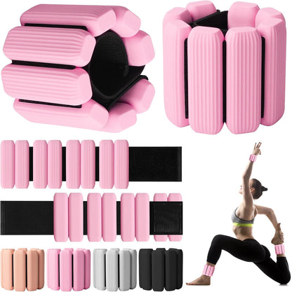 Wrist Weights, 2Pack Adjustable Wearable Wrist Ankle Weights for Women/Men, Silicone Wrist Bangles for Walking, Yoga, Pilates, and Gym, Arm & Leg Workout, 2lb